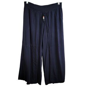 V Christina Womens Pull On Pants Blue Navy Size XL Elastic Waist Loose Fit Beads